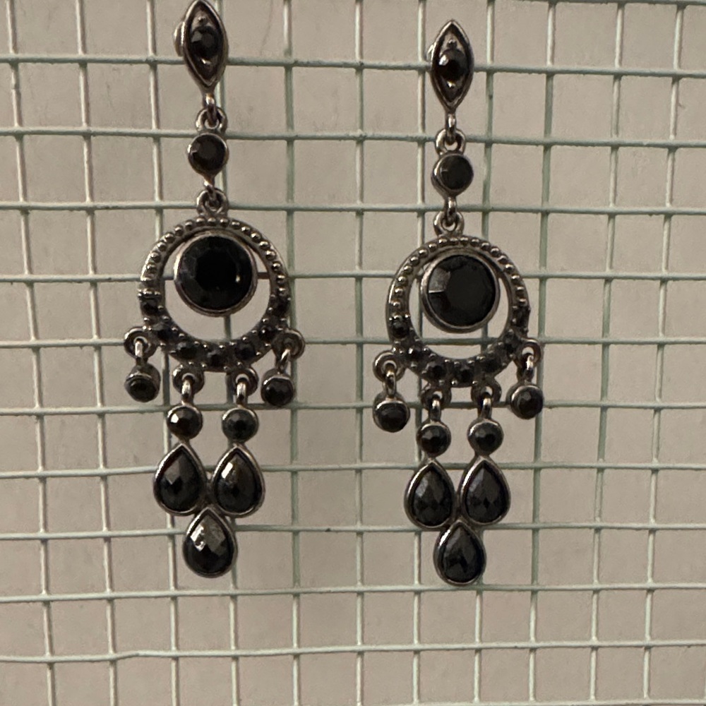 Elegant Black Hematite Dangle Earrings